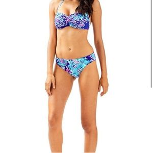 Lilly Pulitzer CAY TWIST BANDEAU BIKINI TOP, Size 6, NWOT, Twilight Blue